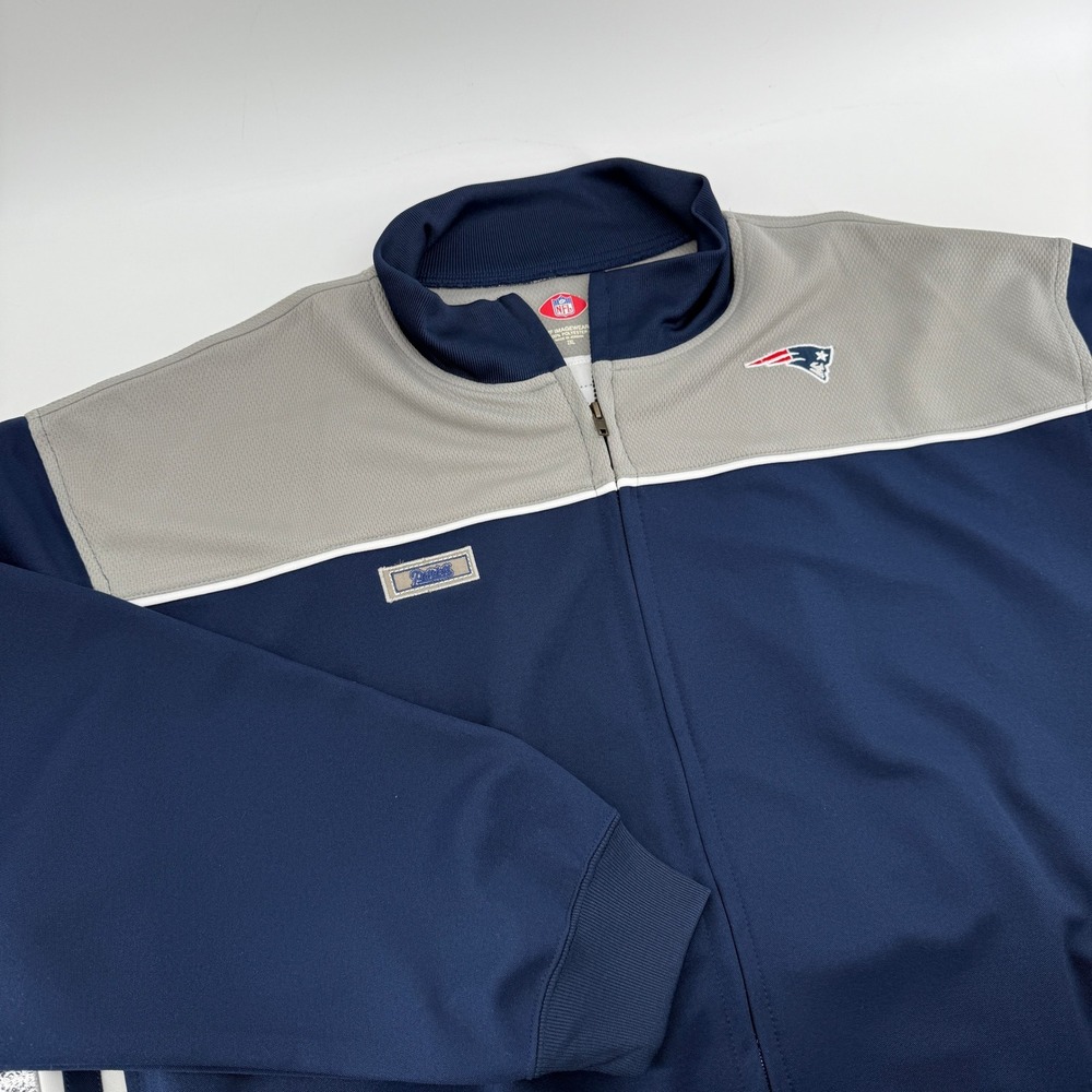 New England Patriots NFL Imagewear Full Zip Track Jacket Mens 2XL Blue Gray